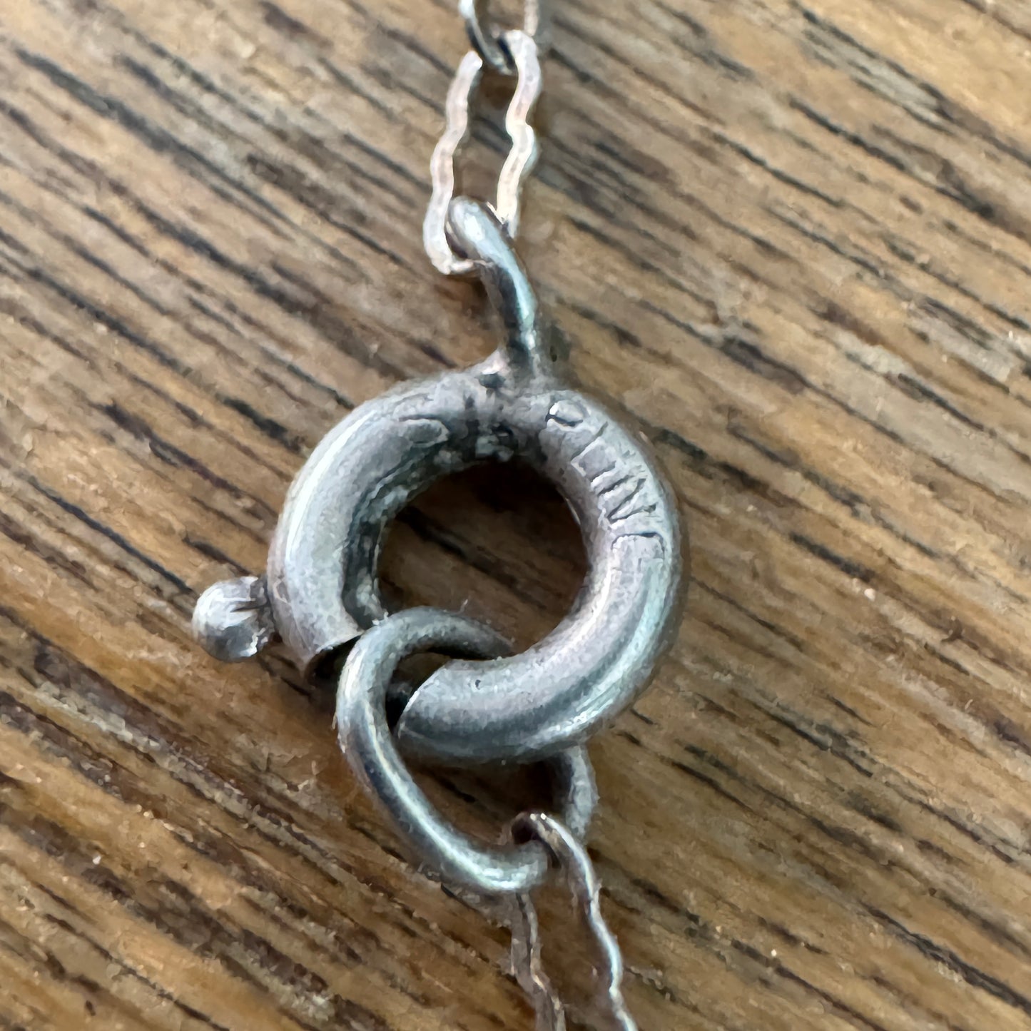 Vintage Sterling Silver Bloodstone Pendant Paperclip Chain Necklace