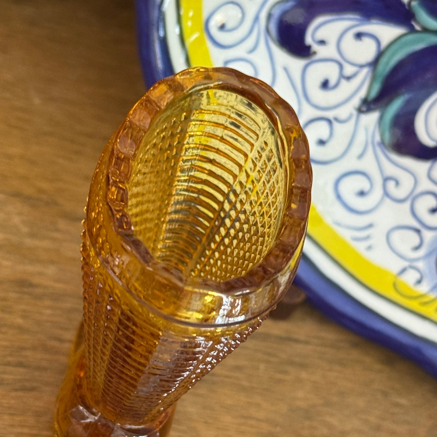 Vintage L. E. Smith Amber Glass Victorian Heeled Shoe Boot