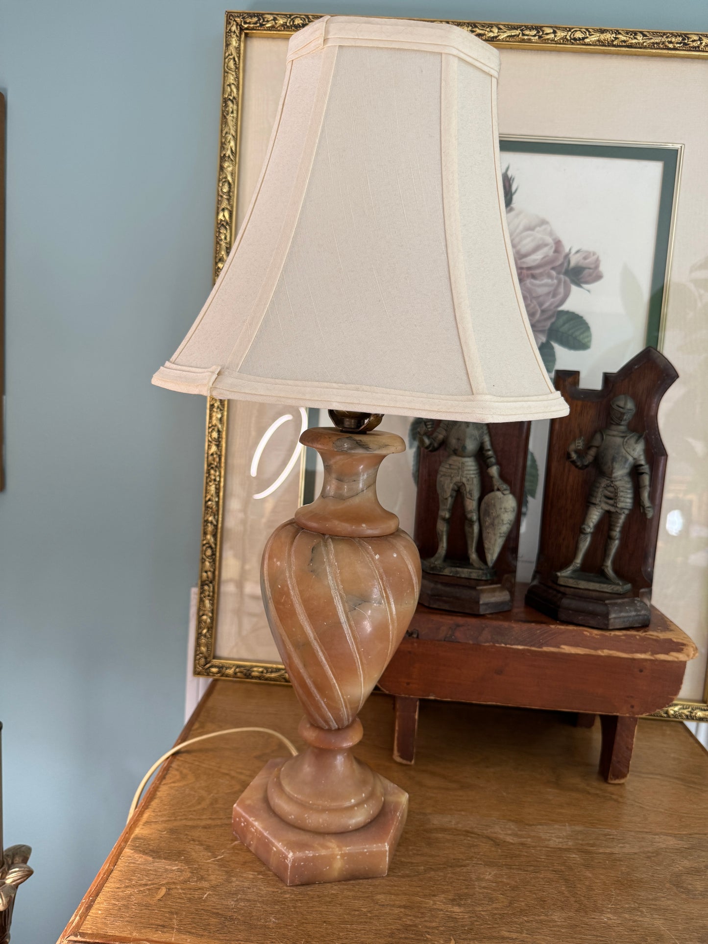 Vintage Italian Carved Alabaster Urn Lamp