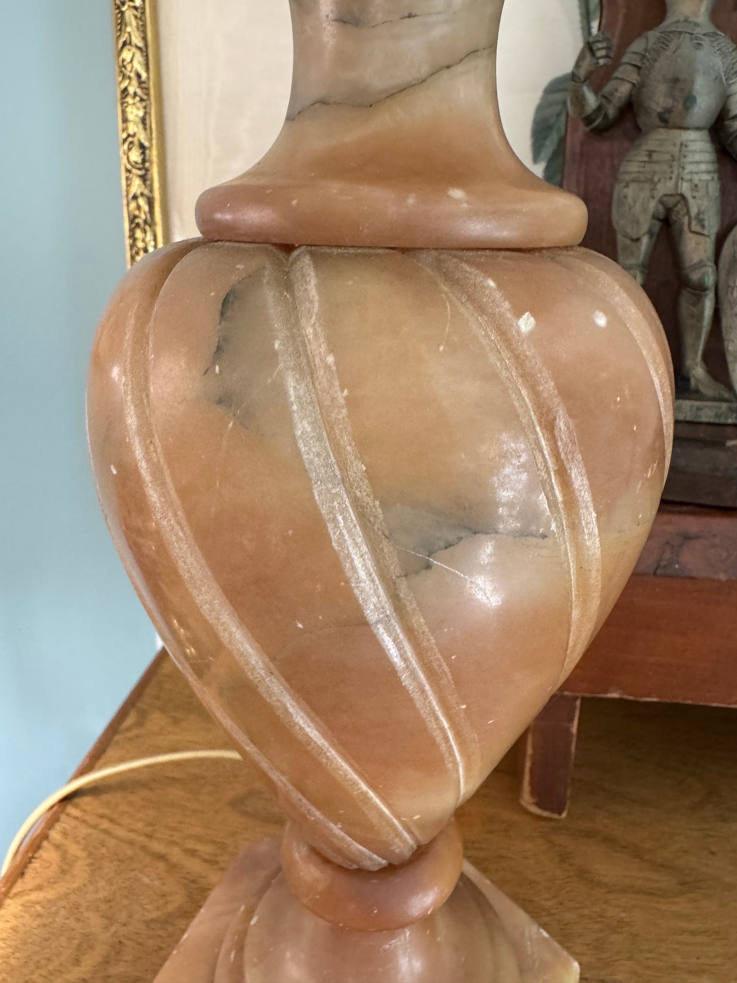 Vintage Italian Carved Alabaster Urn Lamp