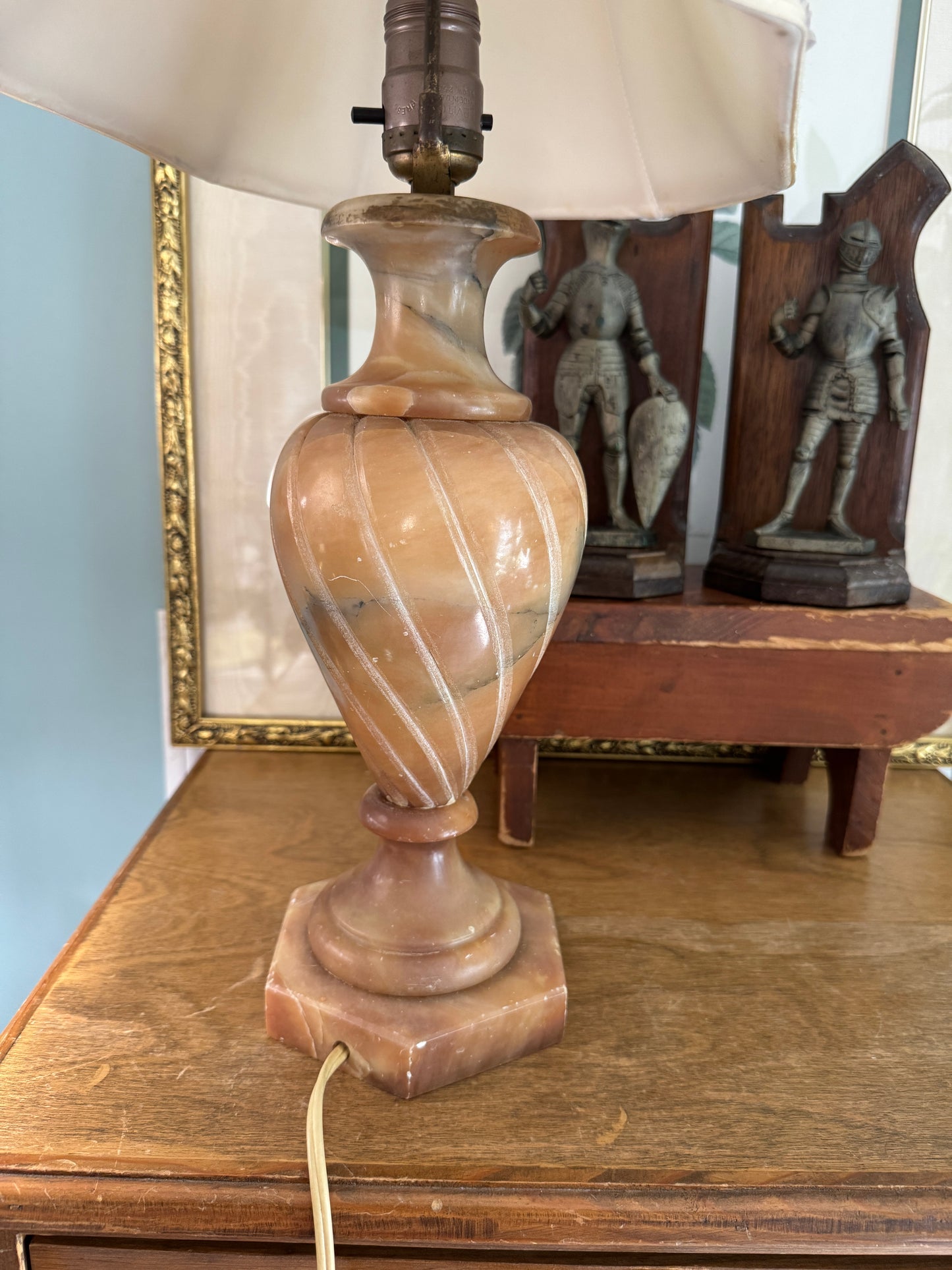 Vintage Italian Carved Alabaster Urn Lamp