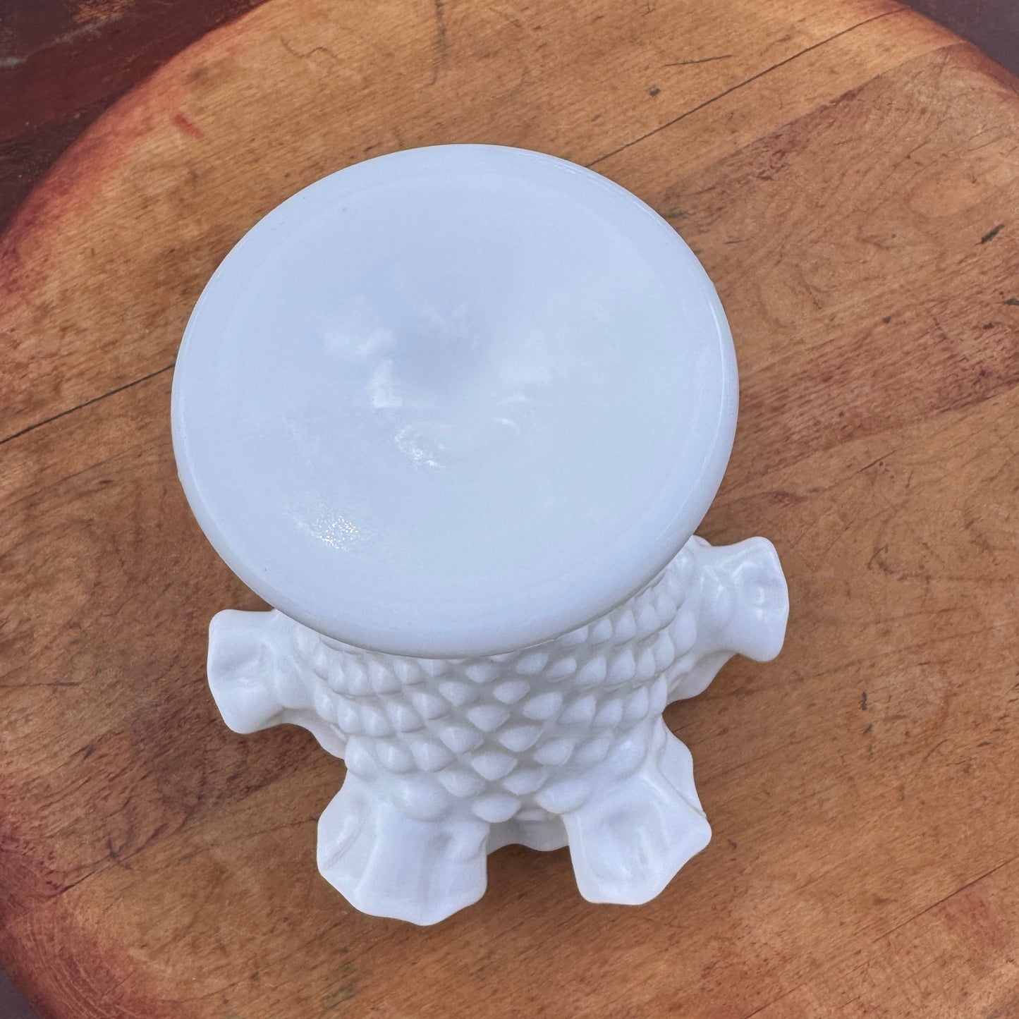 Vintage Fenton White Ruffled Crest Glass Vase