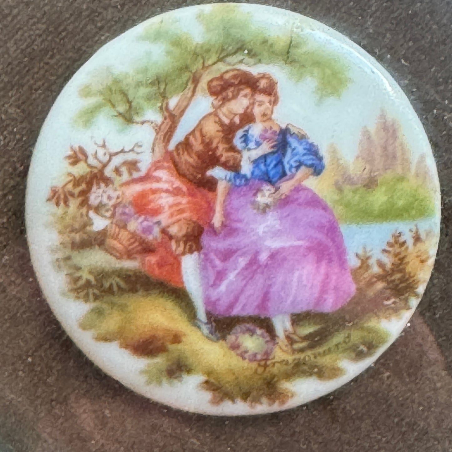 Three French Limoges Fragonard Romantic Couples Cameo Gilt Framed