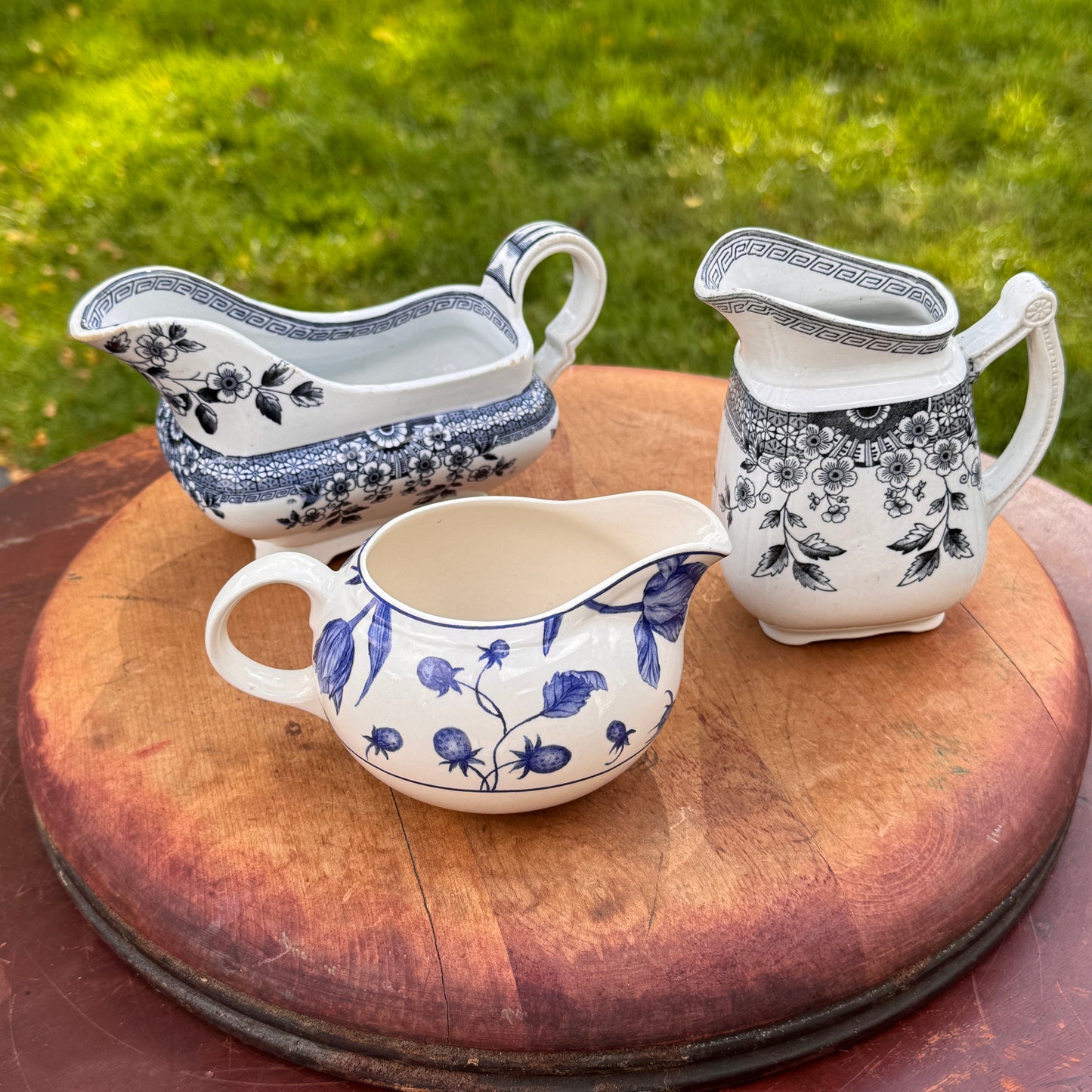 Collection of Three Creamers Royal Stafford Spring Garden And A. F. Foley Transferware Milk Jugs