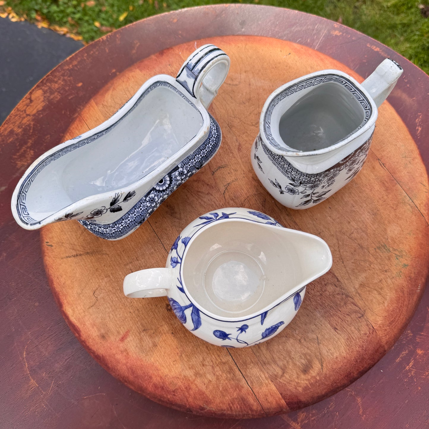 Collection of Three Creamers Royal Stafford Spring Garden And A. F. Foley Transferware Milk Jugs