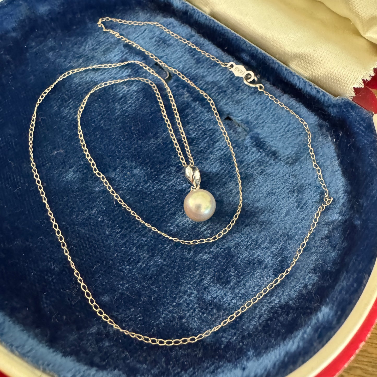 Vintage 14K White Gold Cultured Pearl Pendant 14K White Gold Chain