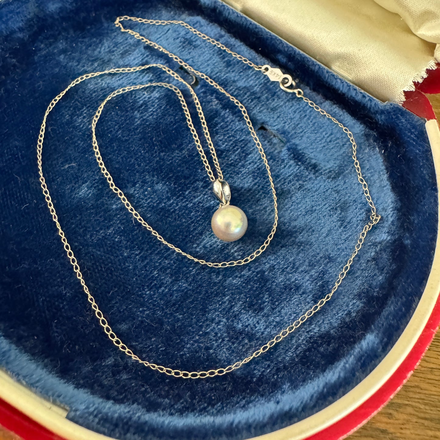 Vintage 14K White Gold Cultured Pearl Pendant 14K White Gold Chain