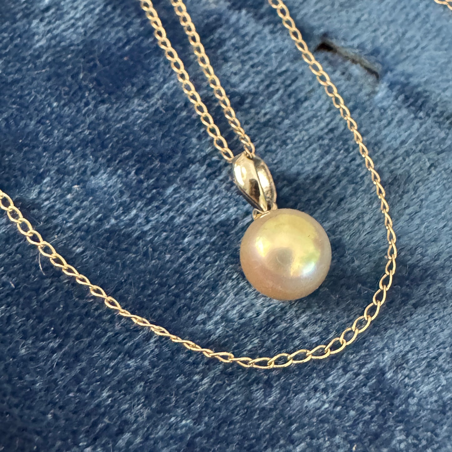 Vintage 14K White Gold Cultured Pearl Pendant 14K White Gold Chain