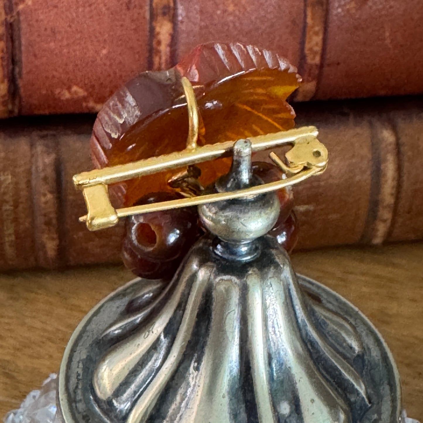 Vintage Baltic Amber Cluster of Articulated Grapes Pin
