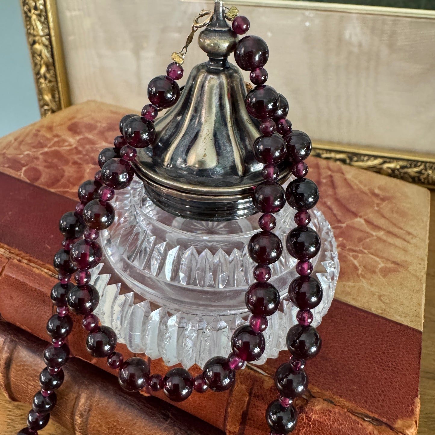 Vintage Deep Purple Amethyst Semi Precious Gemstone Necklace and Bracelet