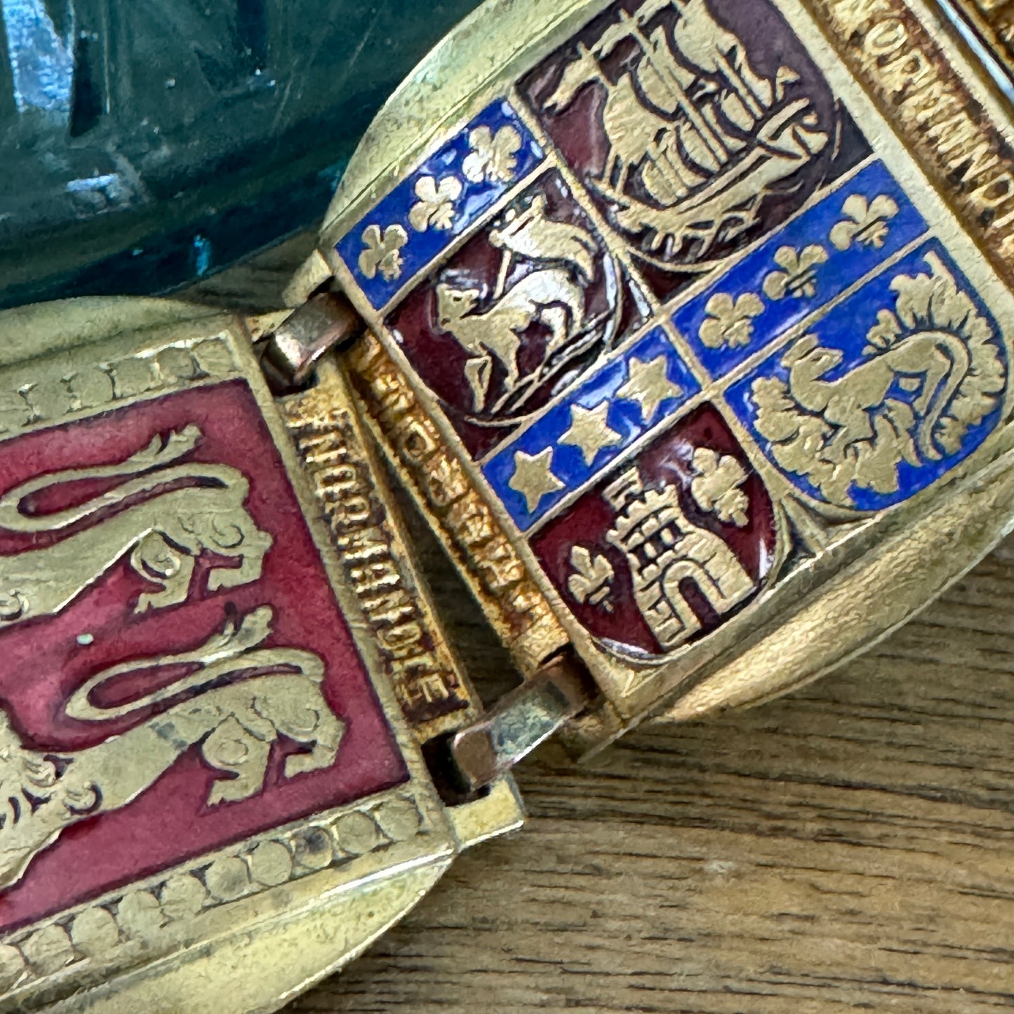 Vintage French Enamel Heraldic Shield Bracelet Normandie