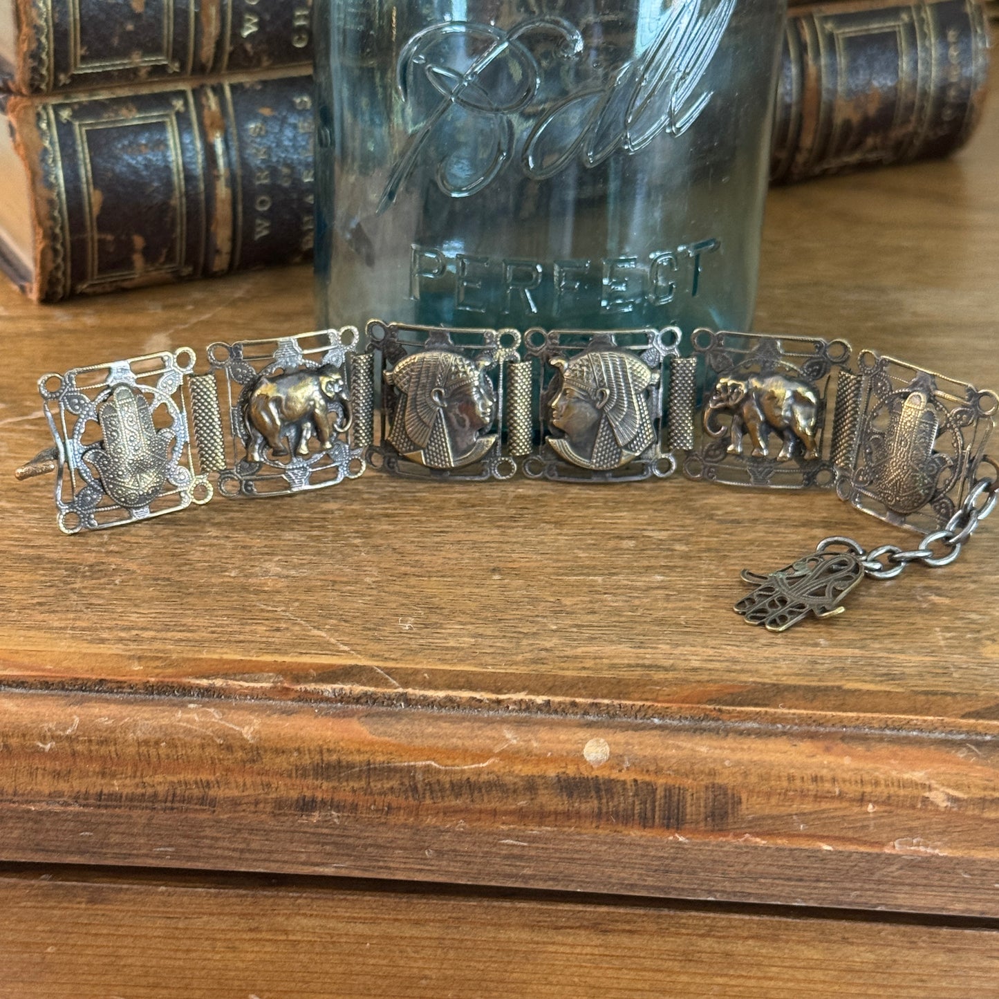 1950's Egyptian Pharaoh Hamsa Hand of God Bracelet