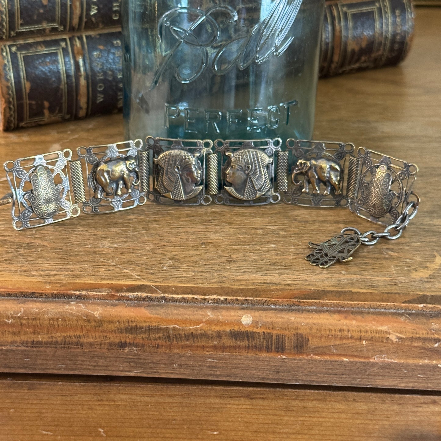 1950's Egyptian Pharaoh Hamsa Hand of God Bracelet