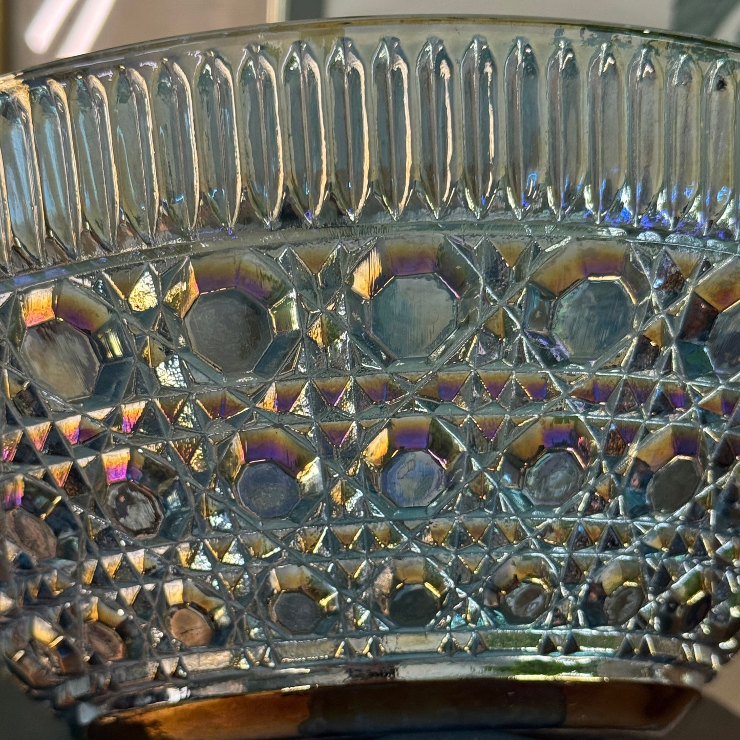 Vintage Indiana Glass Windsor Blue Carnival Glass Large Salad Bowl