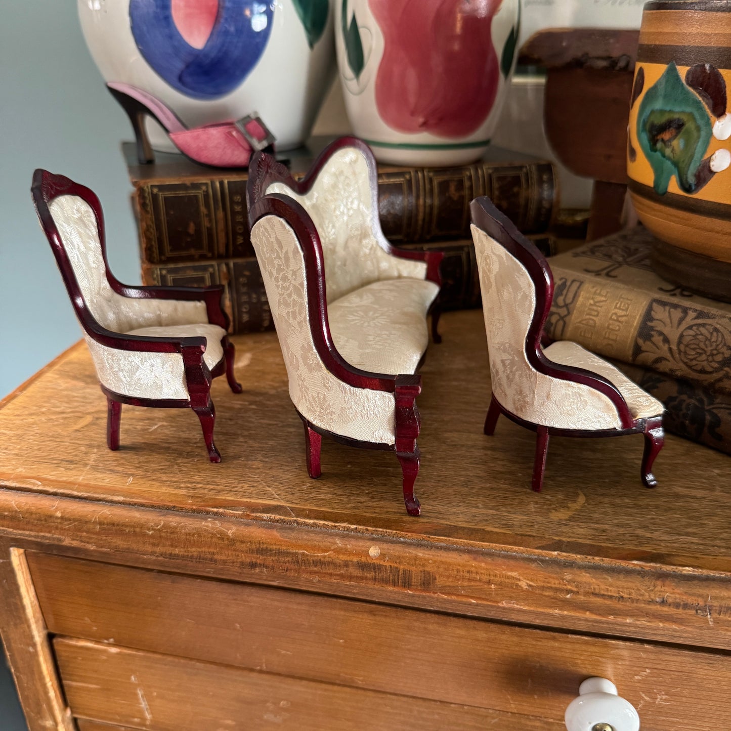 Vintage Dollhouse Victorian Parlor Living Room Set