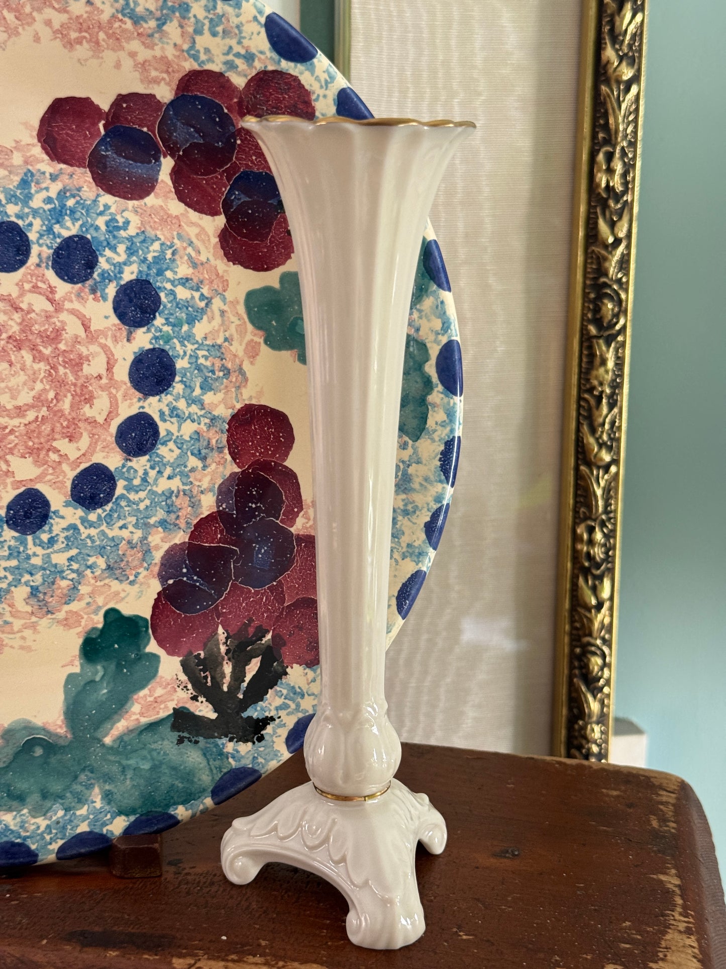 Vintage Lenox Soft White Gilt Accent Bud Vase