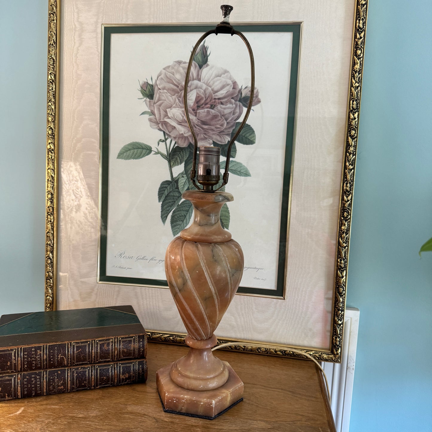 Vintage Italian Carved Alabaster Urn Lamp