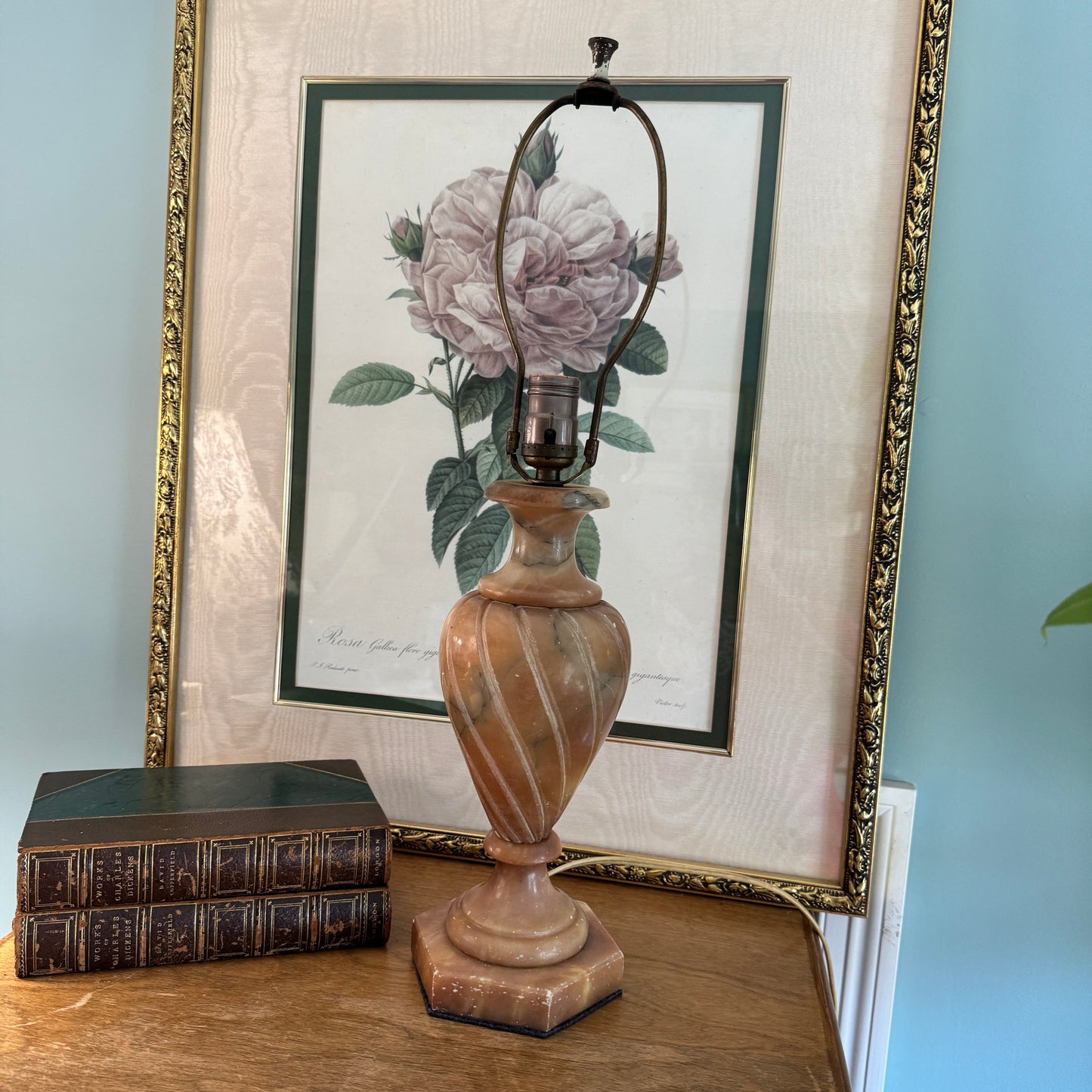 Vintage Italian Carved Alabaster Urn Lamp