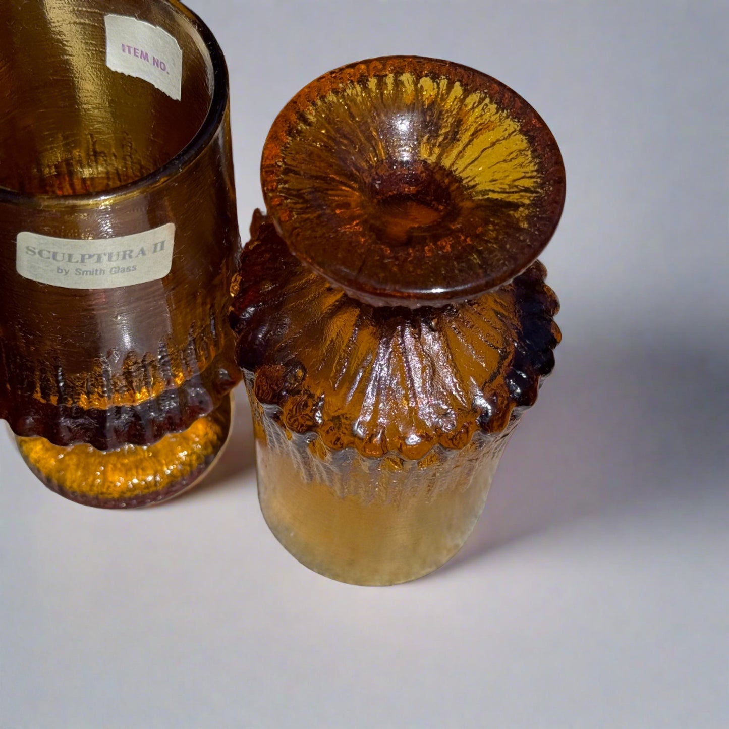 15 Mid Century Modern Smith Glass Sculptura II Amber Wine Glasses