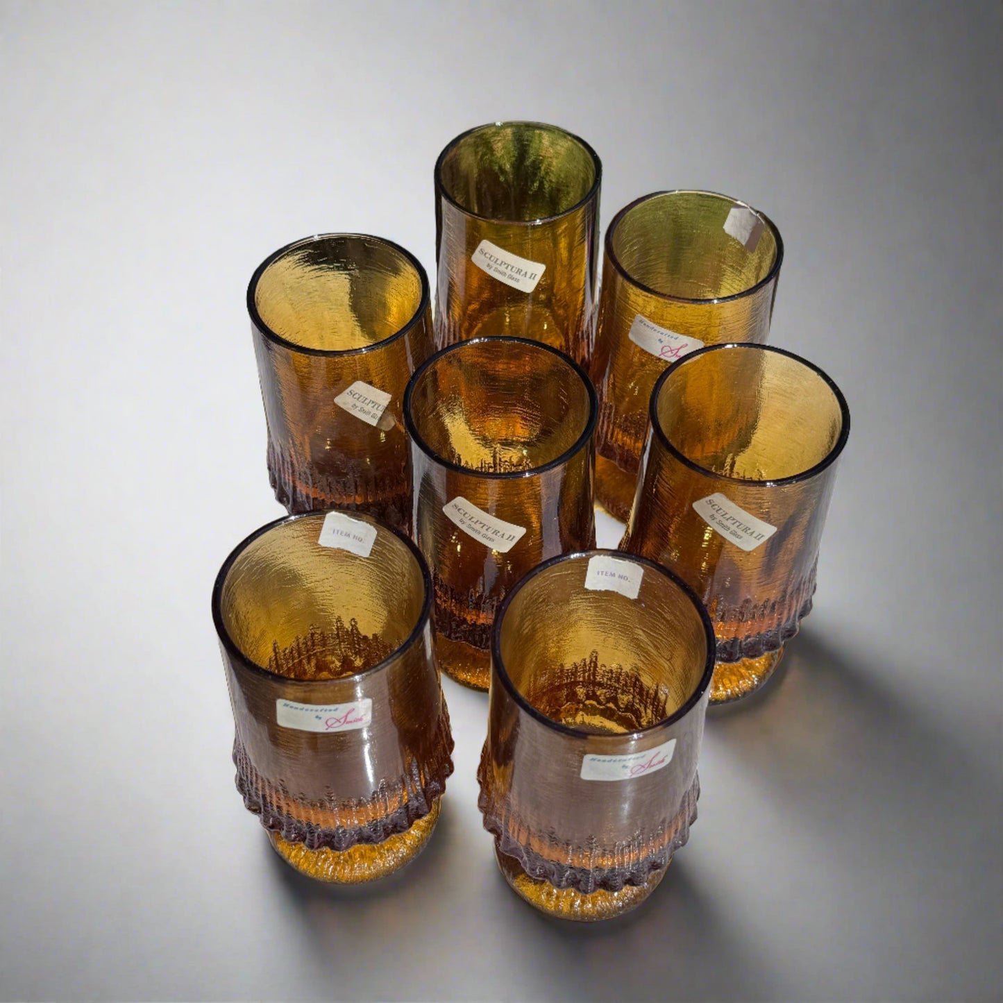 7 Mid Century Modern Smith Glass Sculptura II Water Goblets