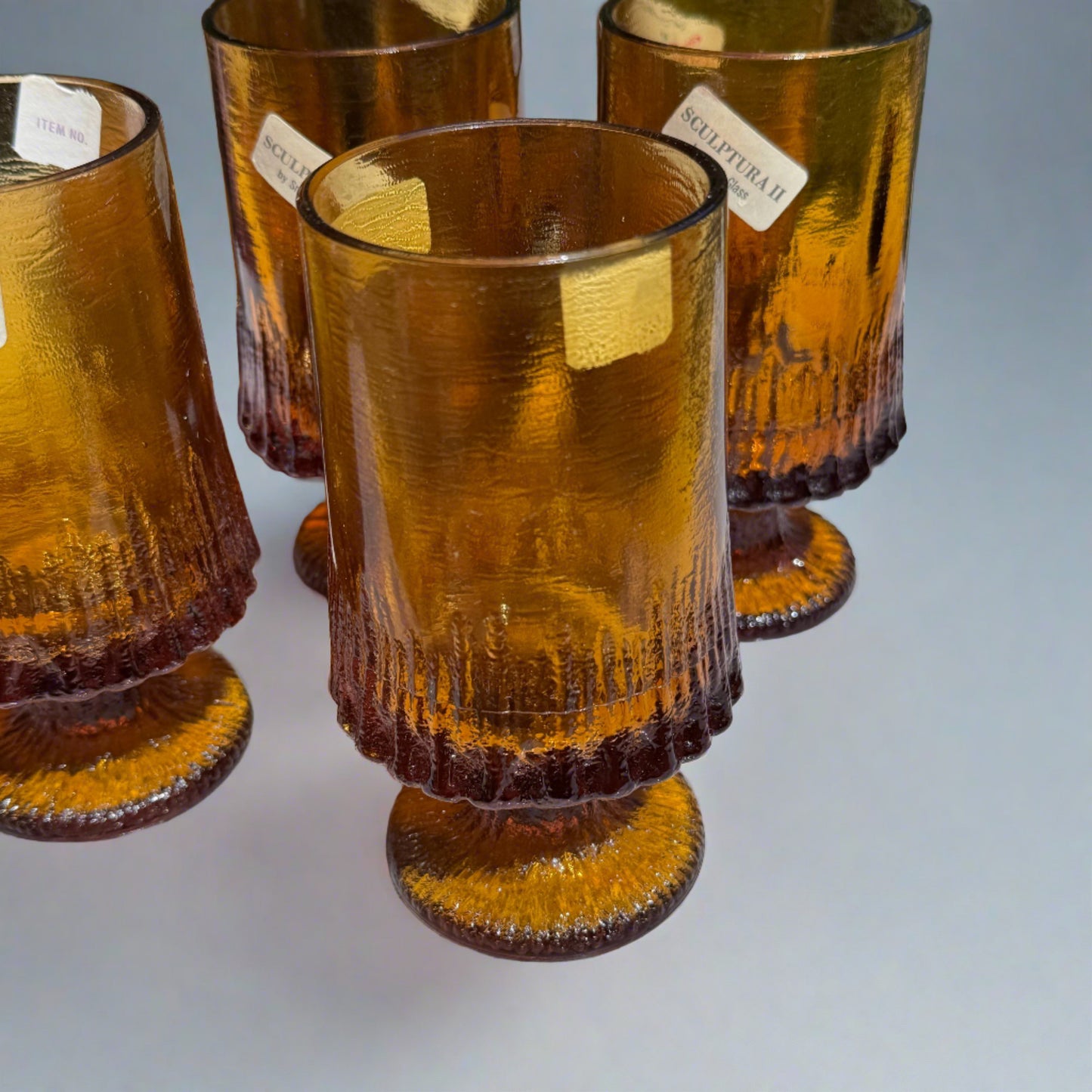 7 Mid Century Modern Smith Glass Sculptura II Water Goblets