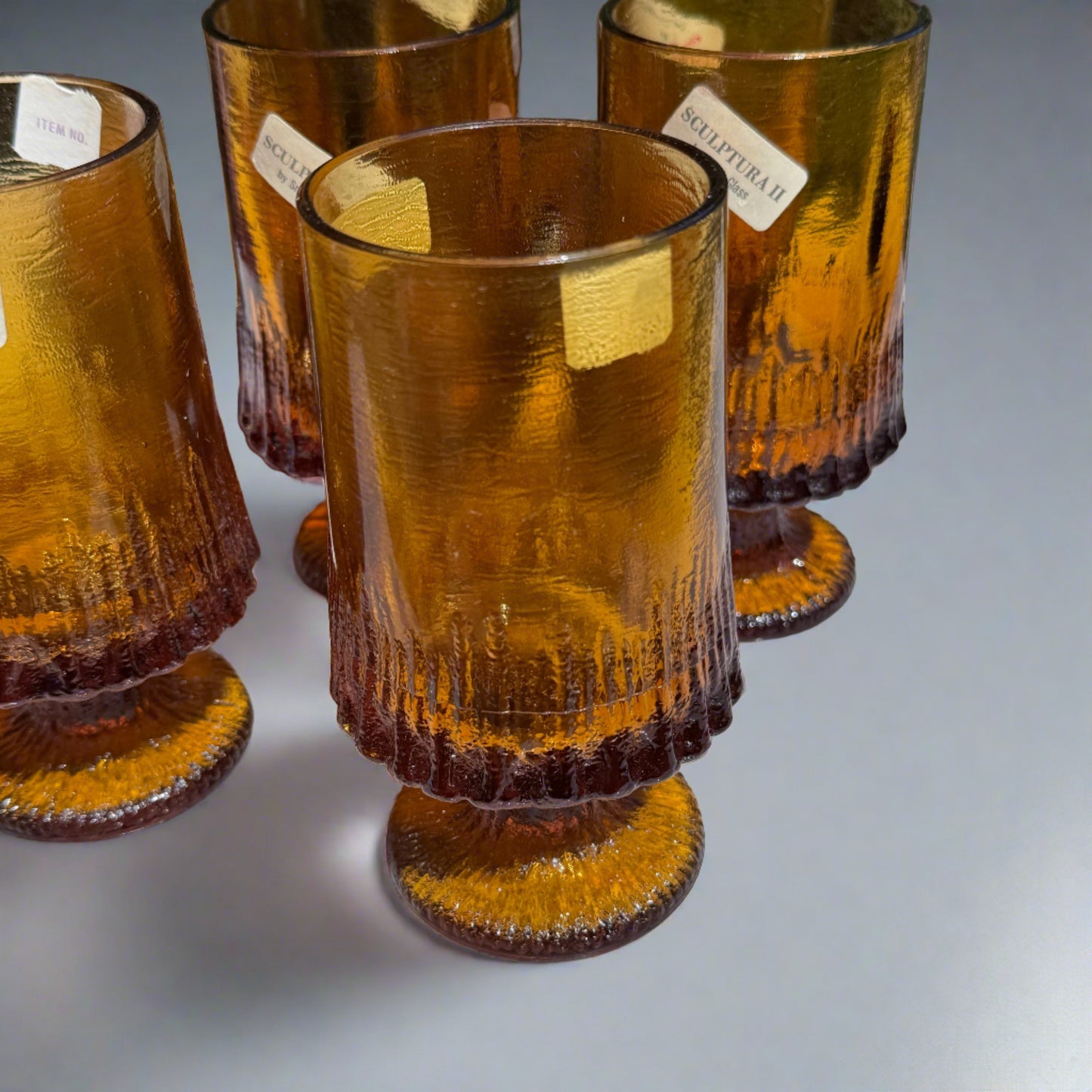 7 Mid Century Modern Smith Glass Sculptura II Water Goblets