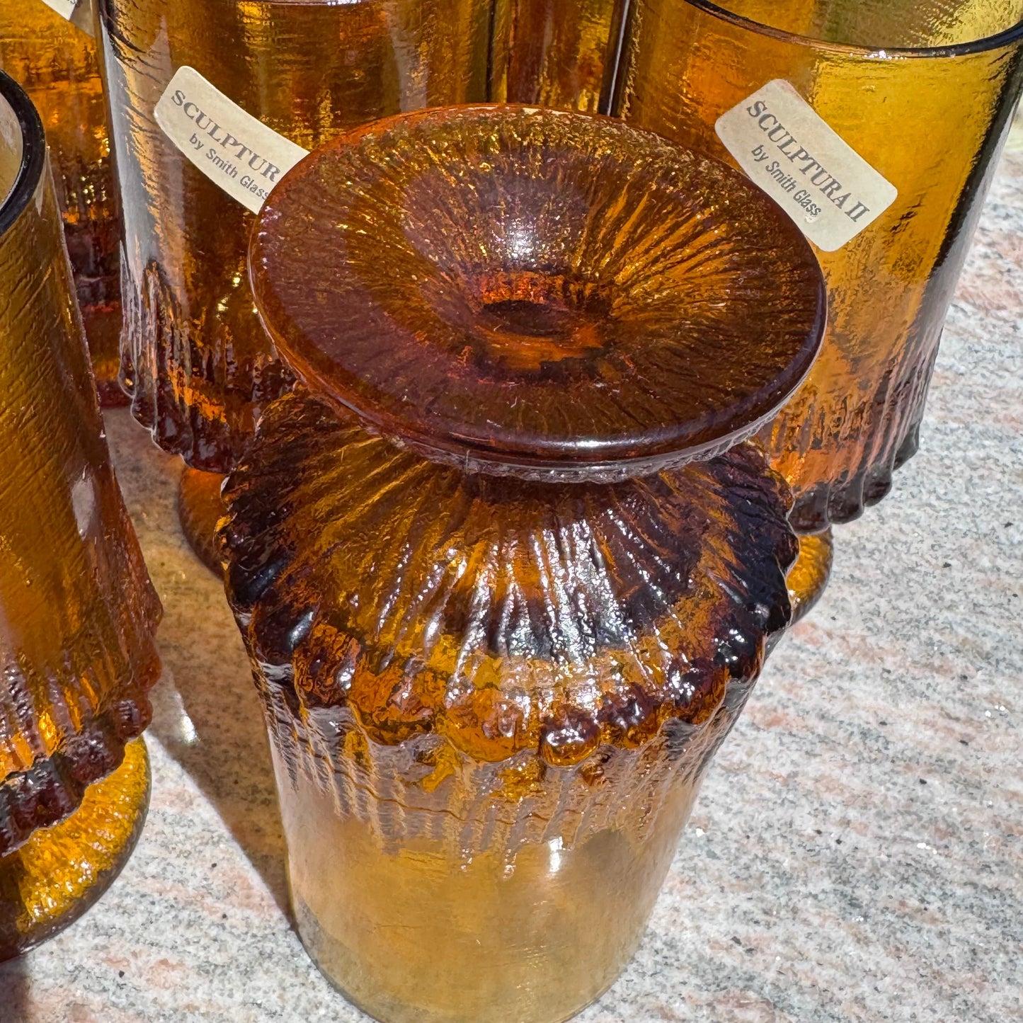 7 Mid Century Modern Smith Glass Sculptura II Water Goblets