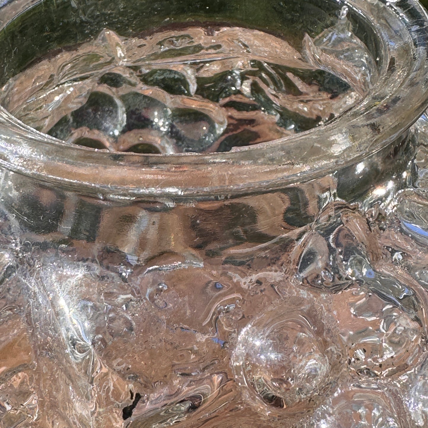 Antique Clear Maganese Goofus Glass Grapes Vase