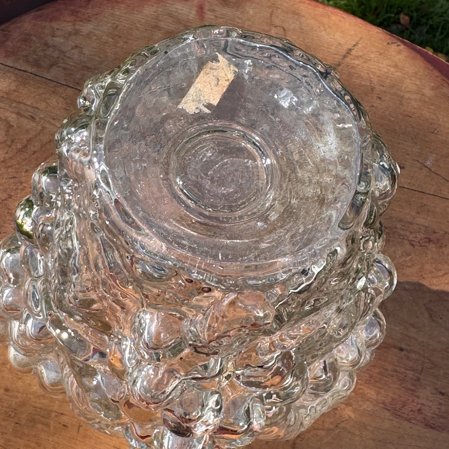 Antique Clear Maganese Goofus Glass Grapes Vase