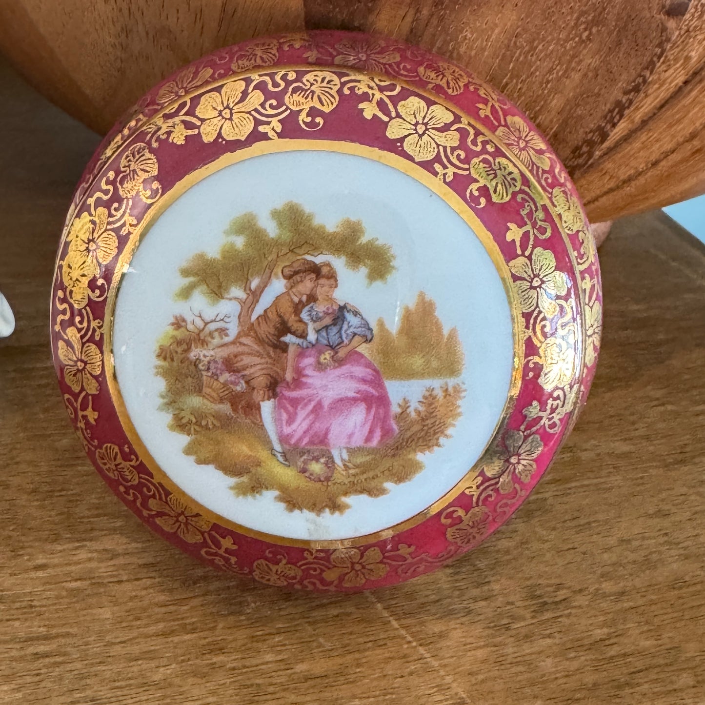 Vintage French Imperial Limoges Fragonnard Trinket Box