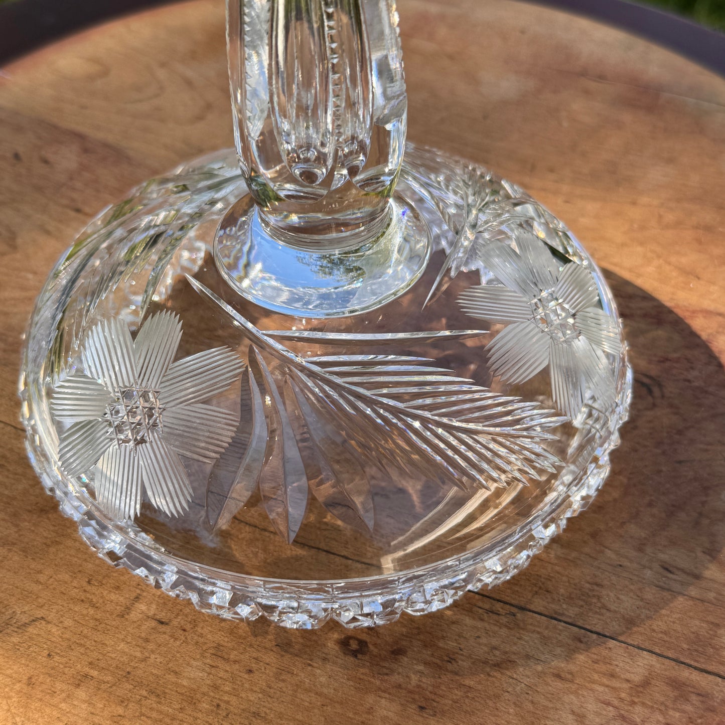Exceptional Notch Stem American Brilliant Cut Glass Tiered Compote
