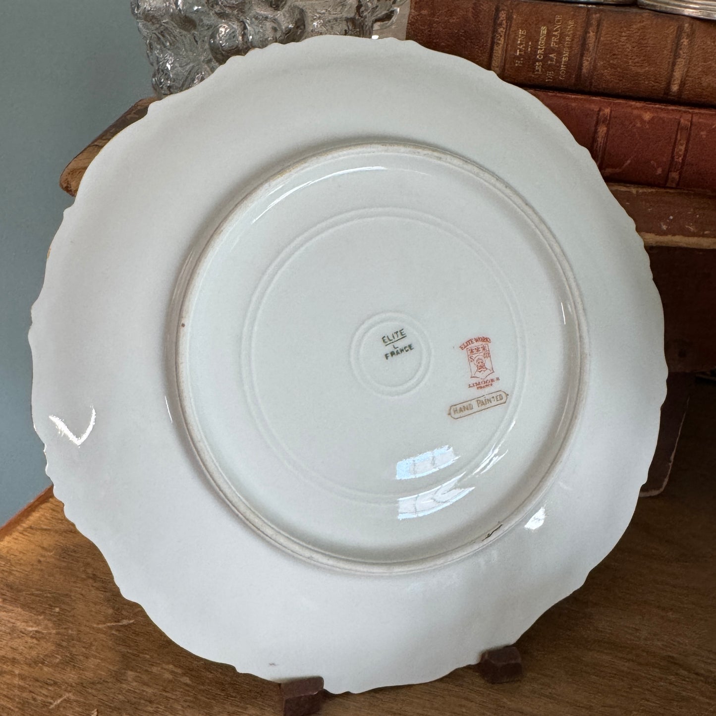 Antique Elite Limoges French Hand Painted Leaves Plate Signed