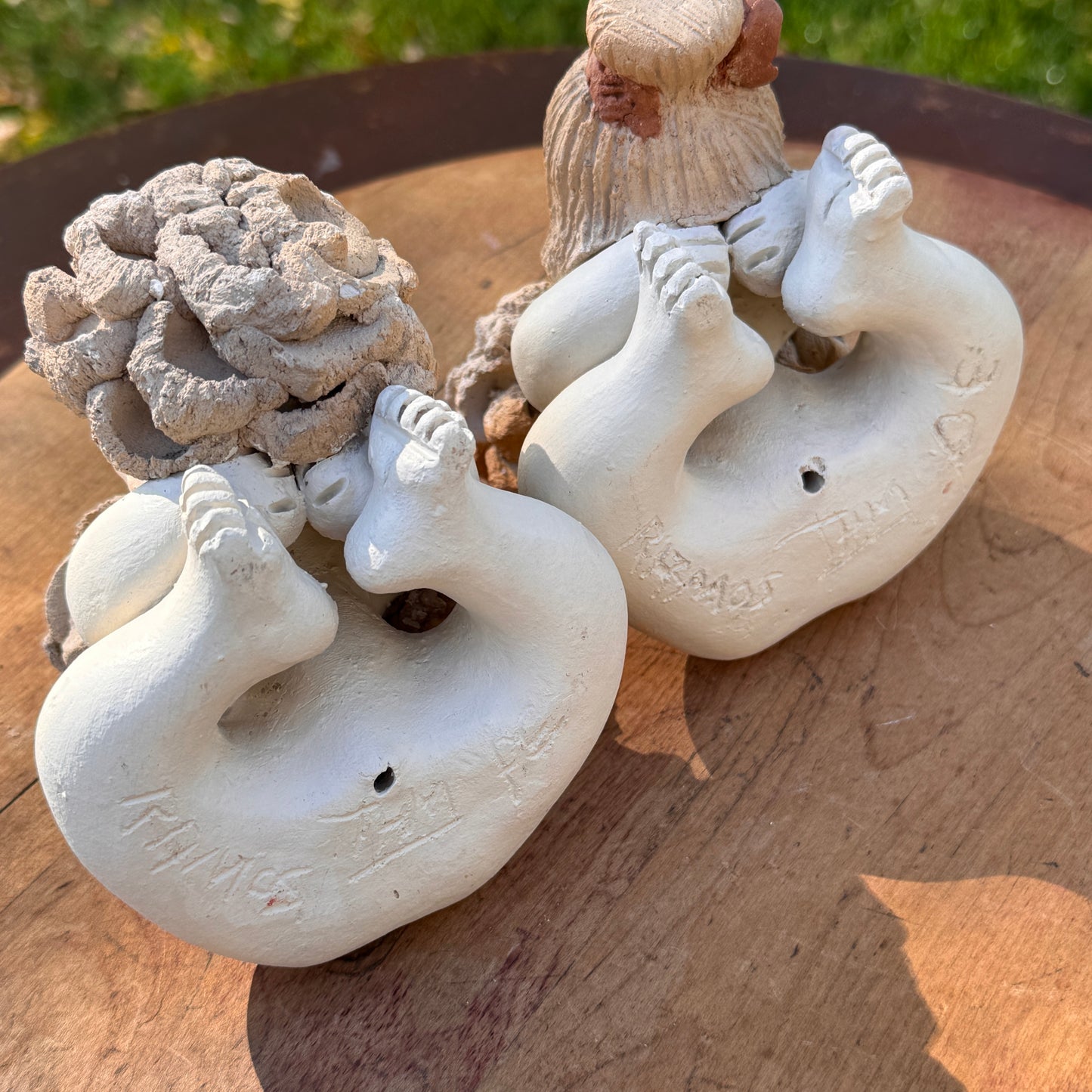 Two Contemporary Ceramic Pottery Cherubs Signed Ramos