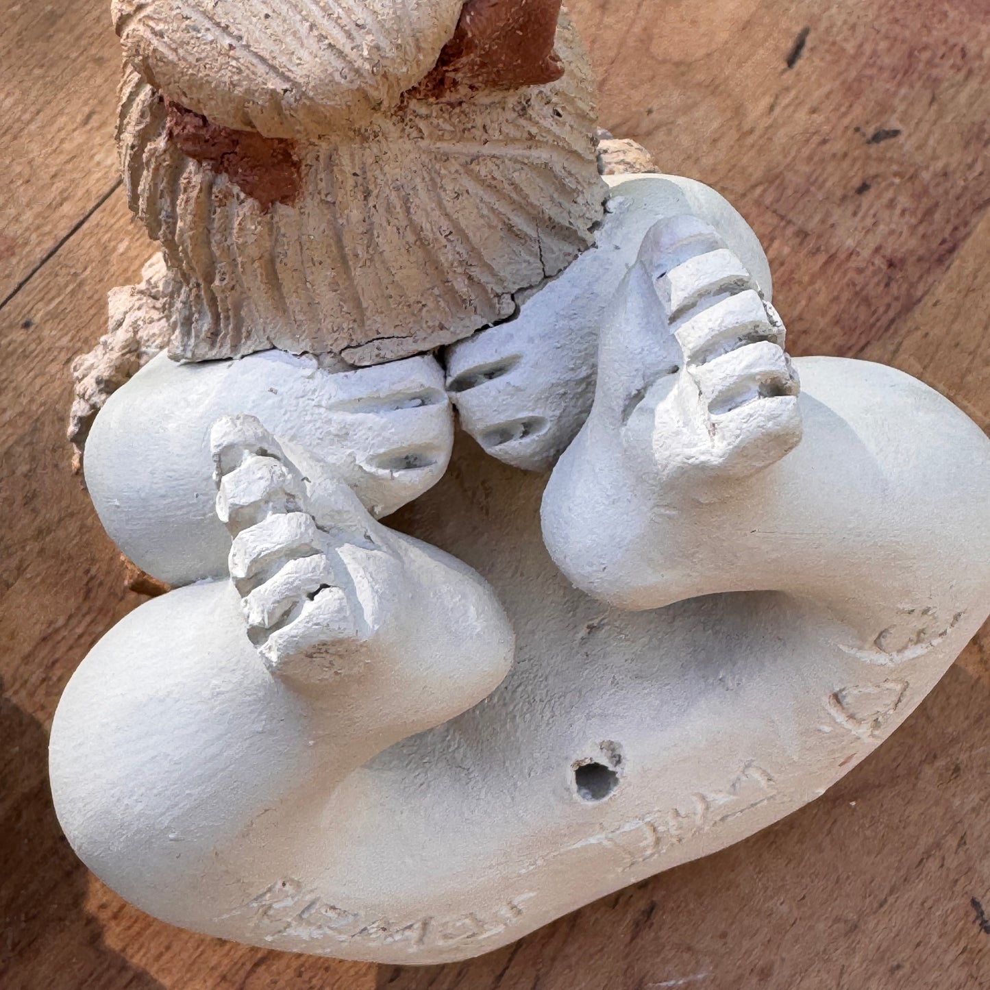 Two Contemporary Ceramic Pottery Cherubs Signed Ramos