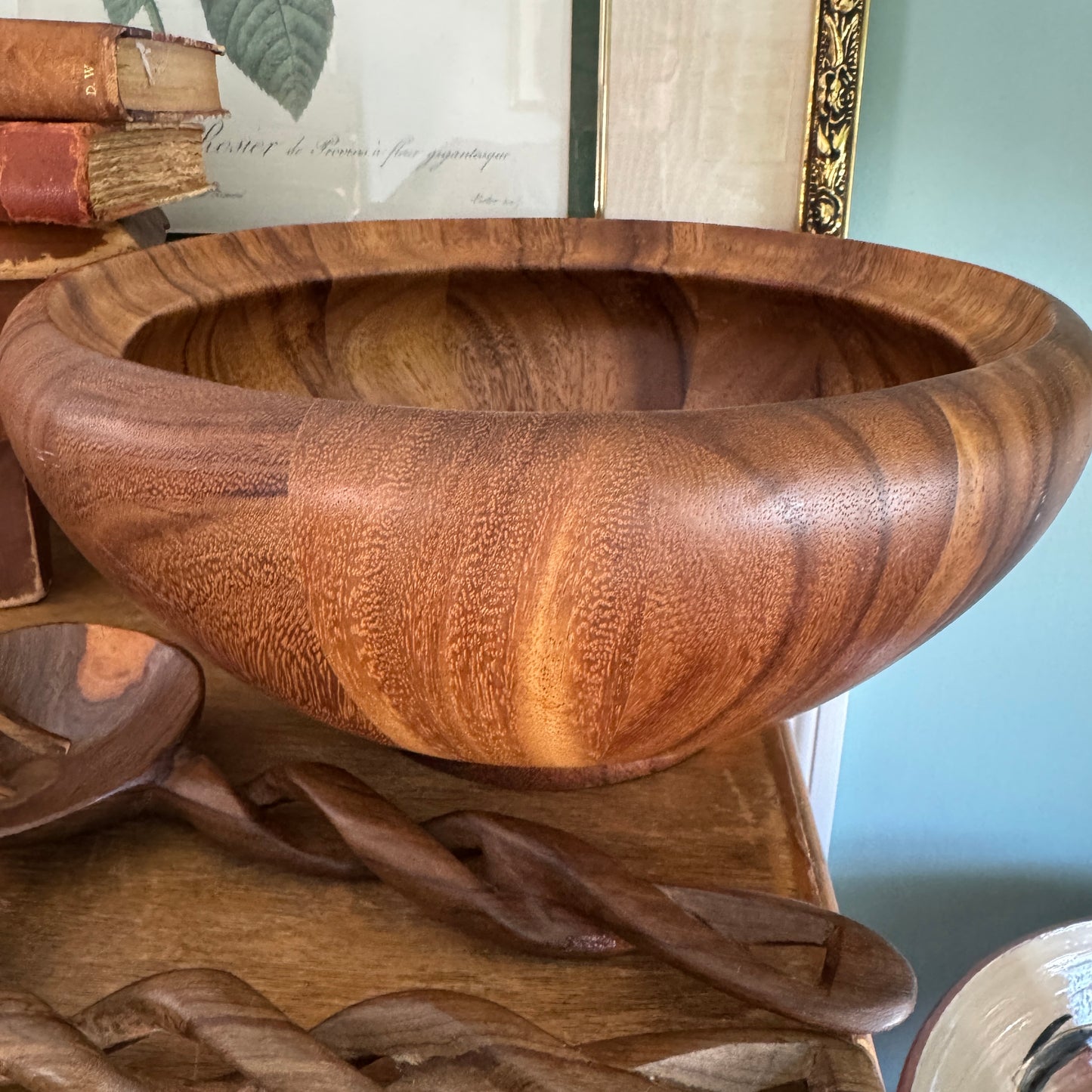 Ironwood Acacia Wood Large Salad Bowl & Salad Tongs