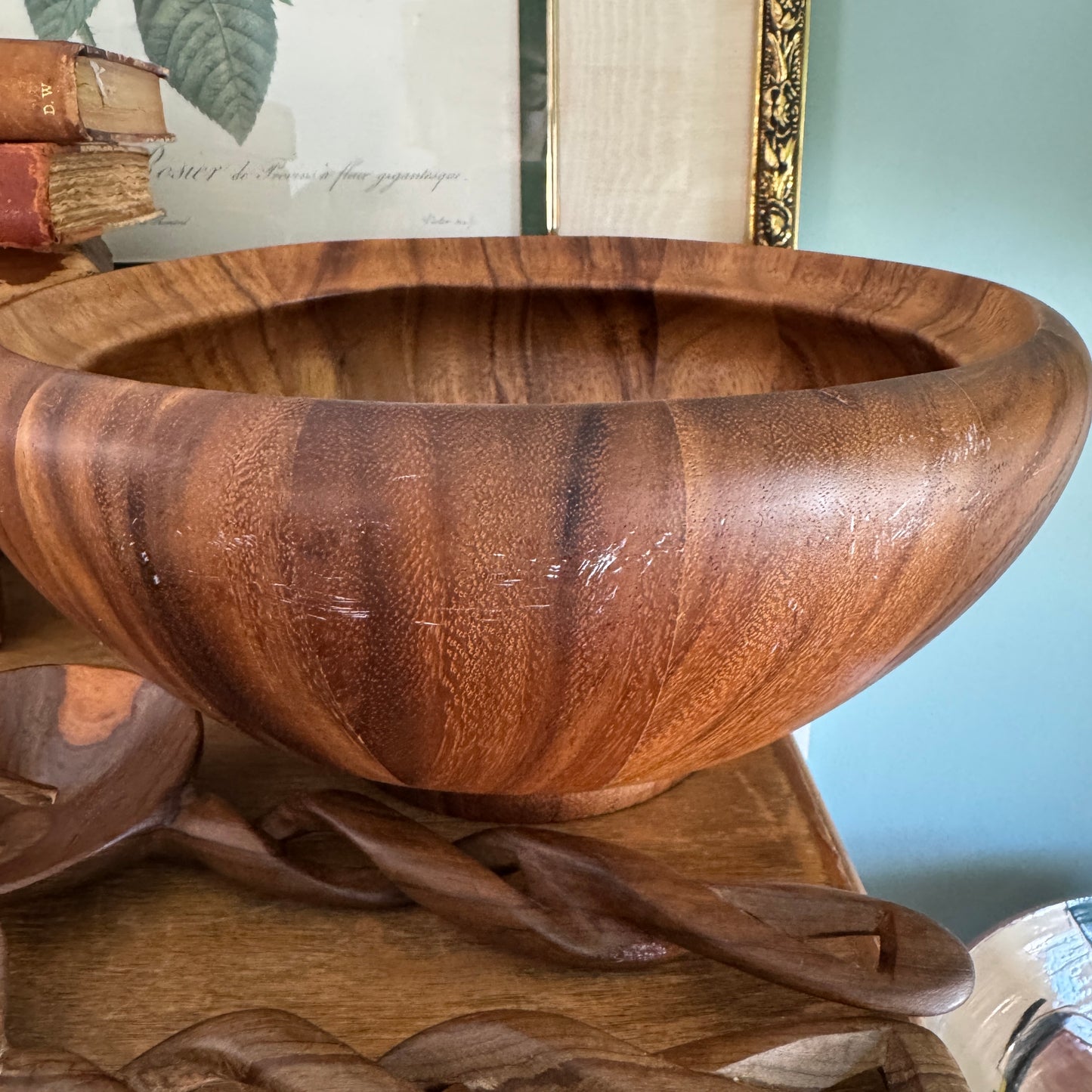 Ironwood Acacia Wood Large Salad Bowl & Salad Tongs
