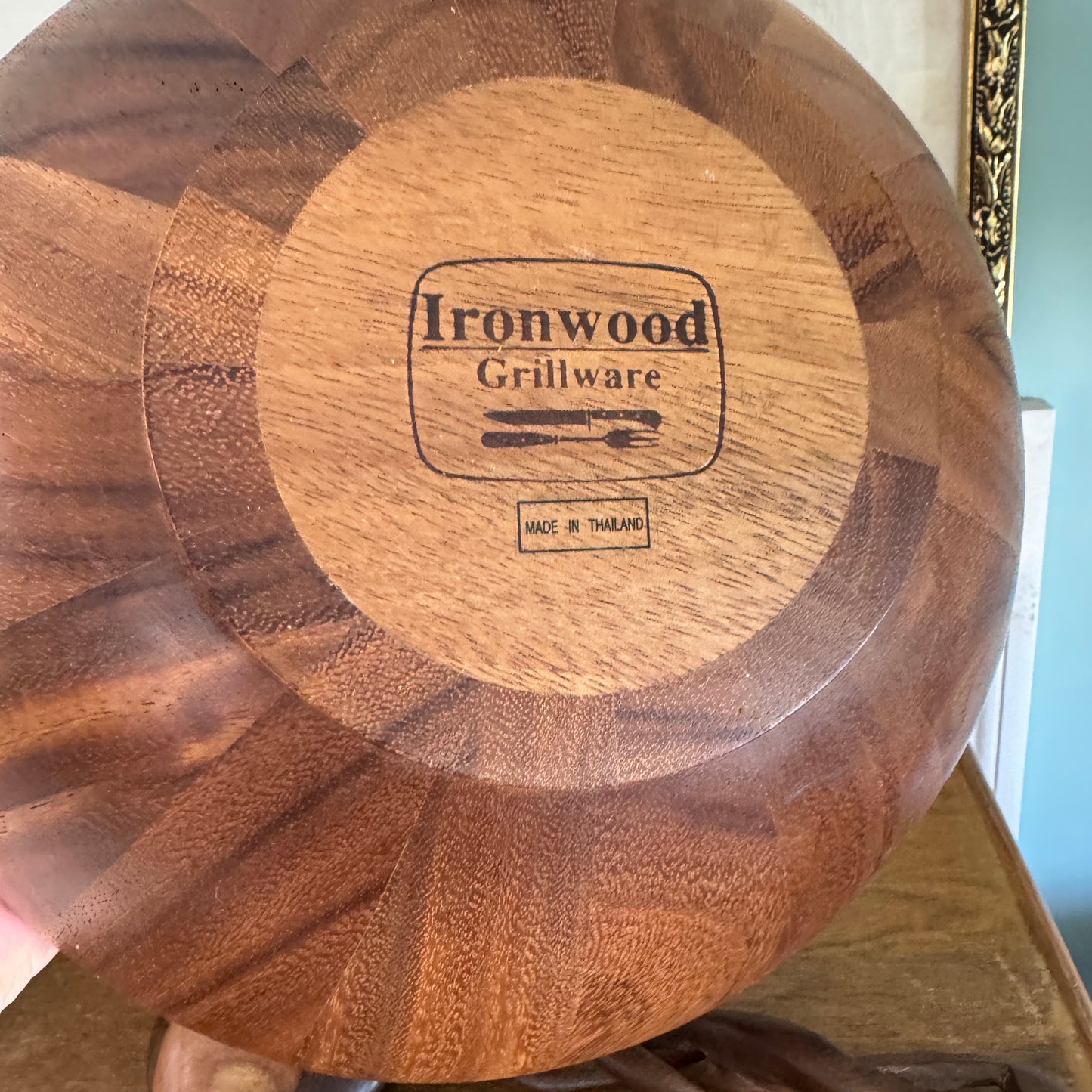 Ironwood Acacia Wood Large Salad Bowl & Salad Tongs