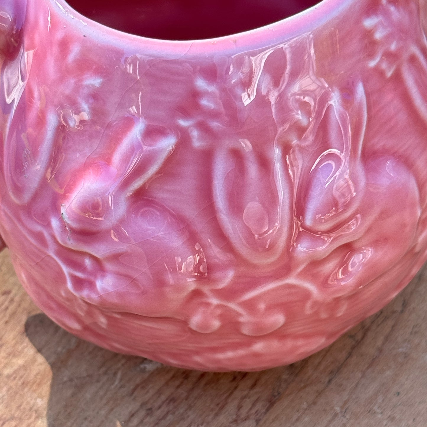 Vintage Pink Portuguese Bordallo Pinheiro Bunny Creamer