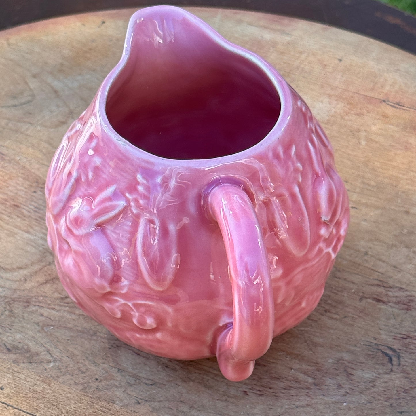 Vintage Pink Portuguese Bordallo Pinheiro Bunny Creamer