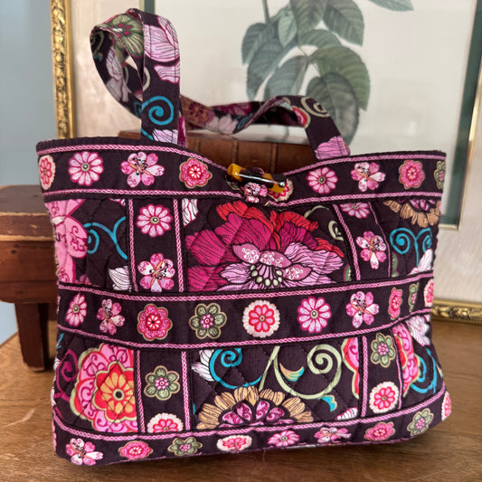 Pretty Vera Bradley Pink Floral Tic Toc Small Tote Bag Hangbag Purse