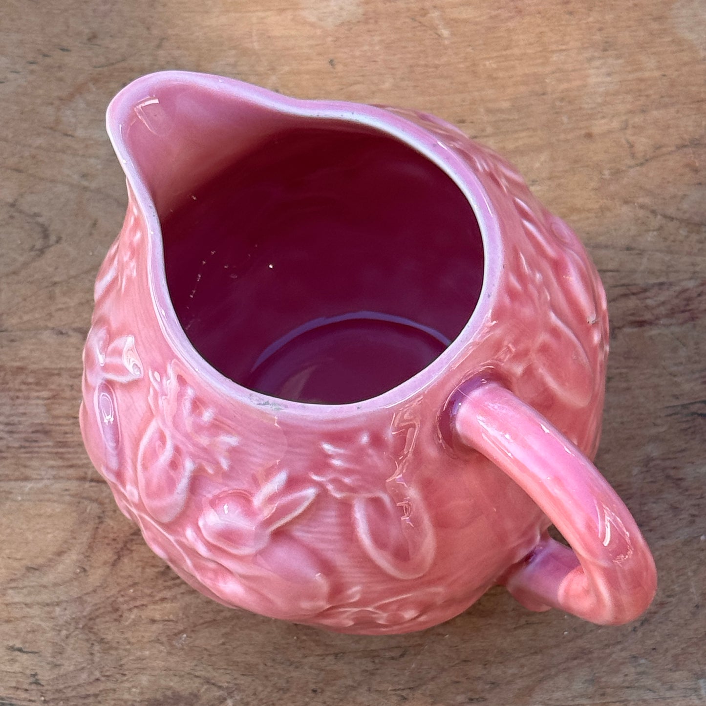 Vintage Pink Portuguese Bordallo Pinheiro Bunny Creamer