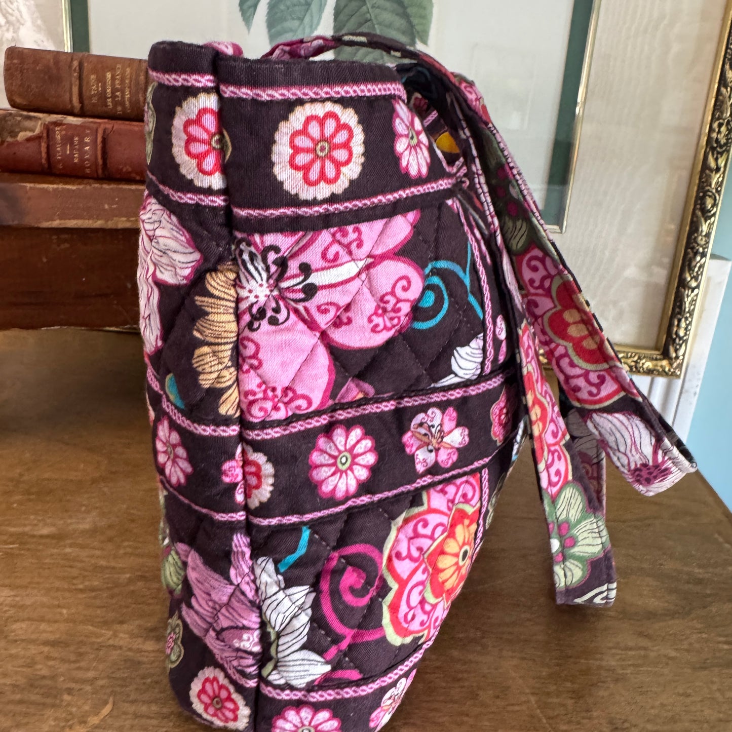 Pretty Vera Bradley Pink Floral Tic Toc Small Tote Bag Hangbag Purse