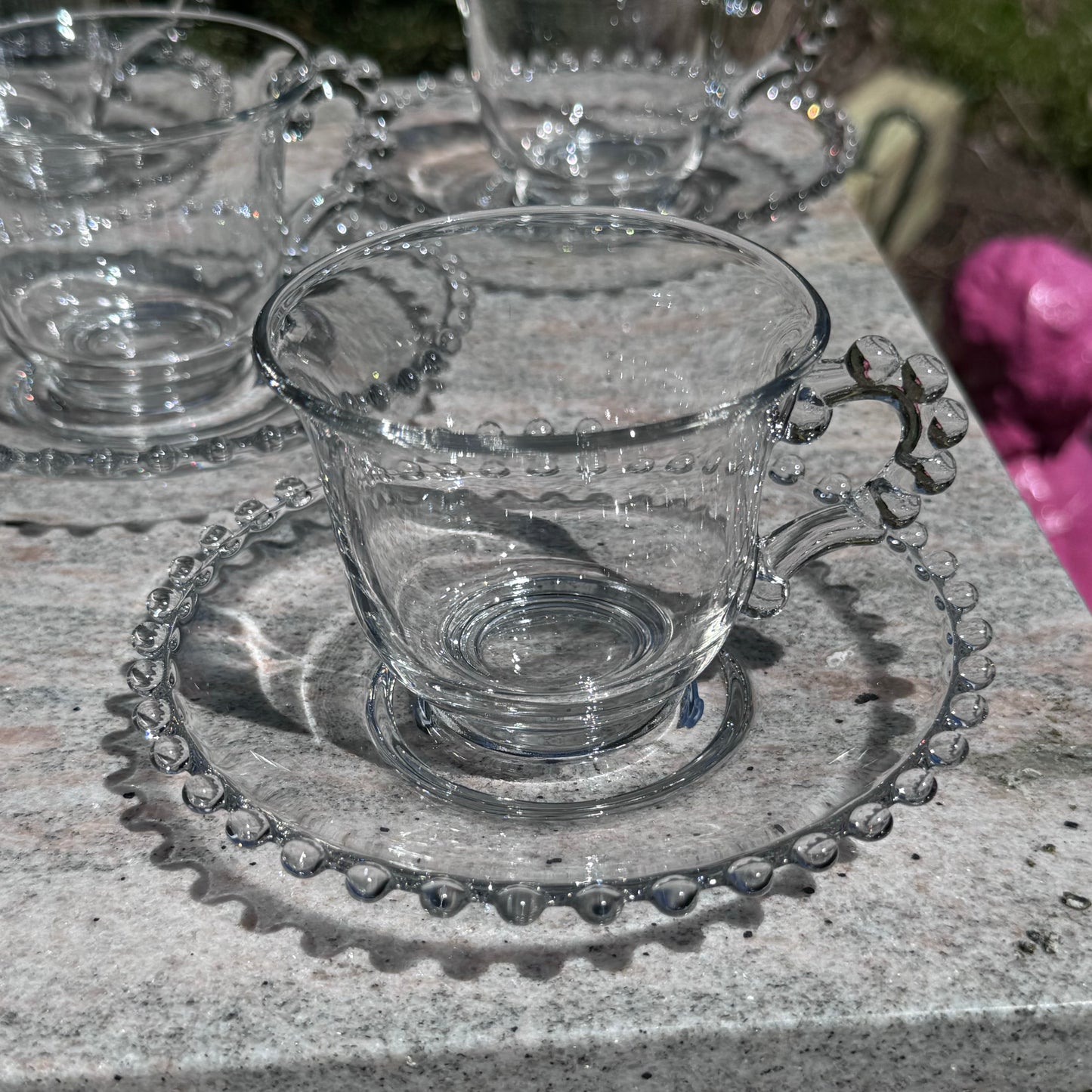 Eight Imperial Glass Candlewick Cups and Saucers