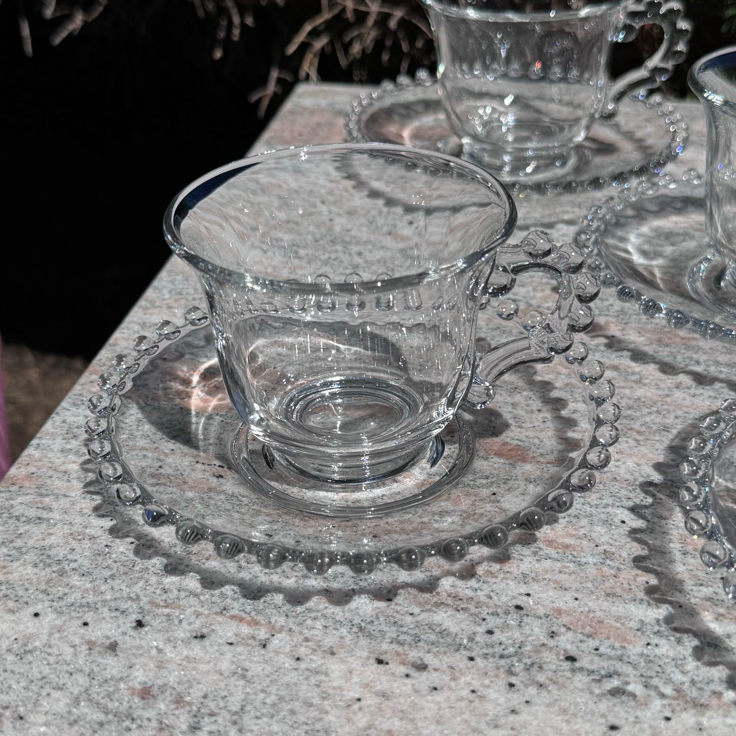 Eight Imperial Glass Candlewick Cups and Saucers