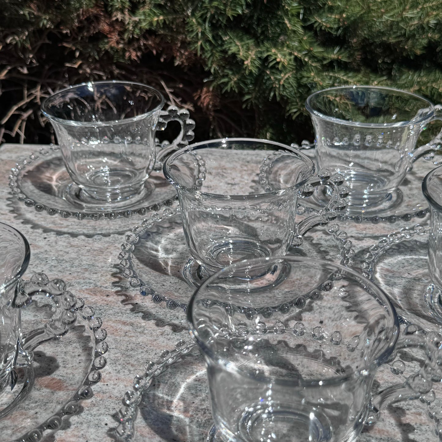 Eight Imperial Glass Candlewick Cups and Saucers