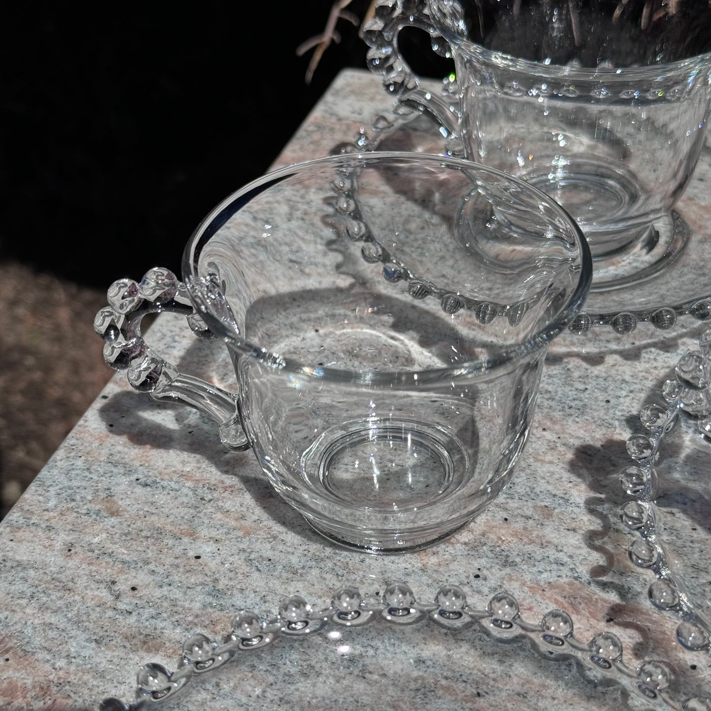 Eight Imperial Glass Candlewick Cups and Saucers