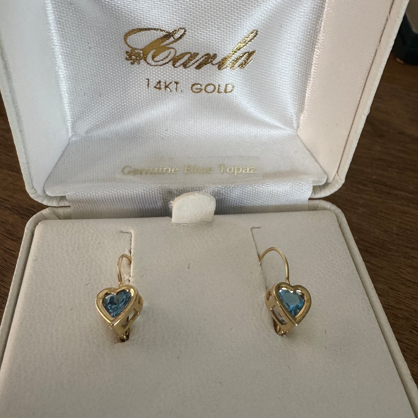 Vintage 14K Gold Carla Genuine Blue Topaz Earrings