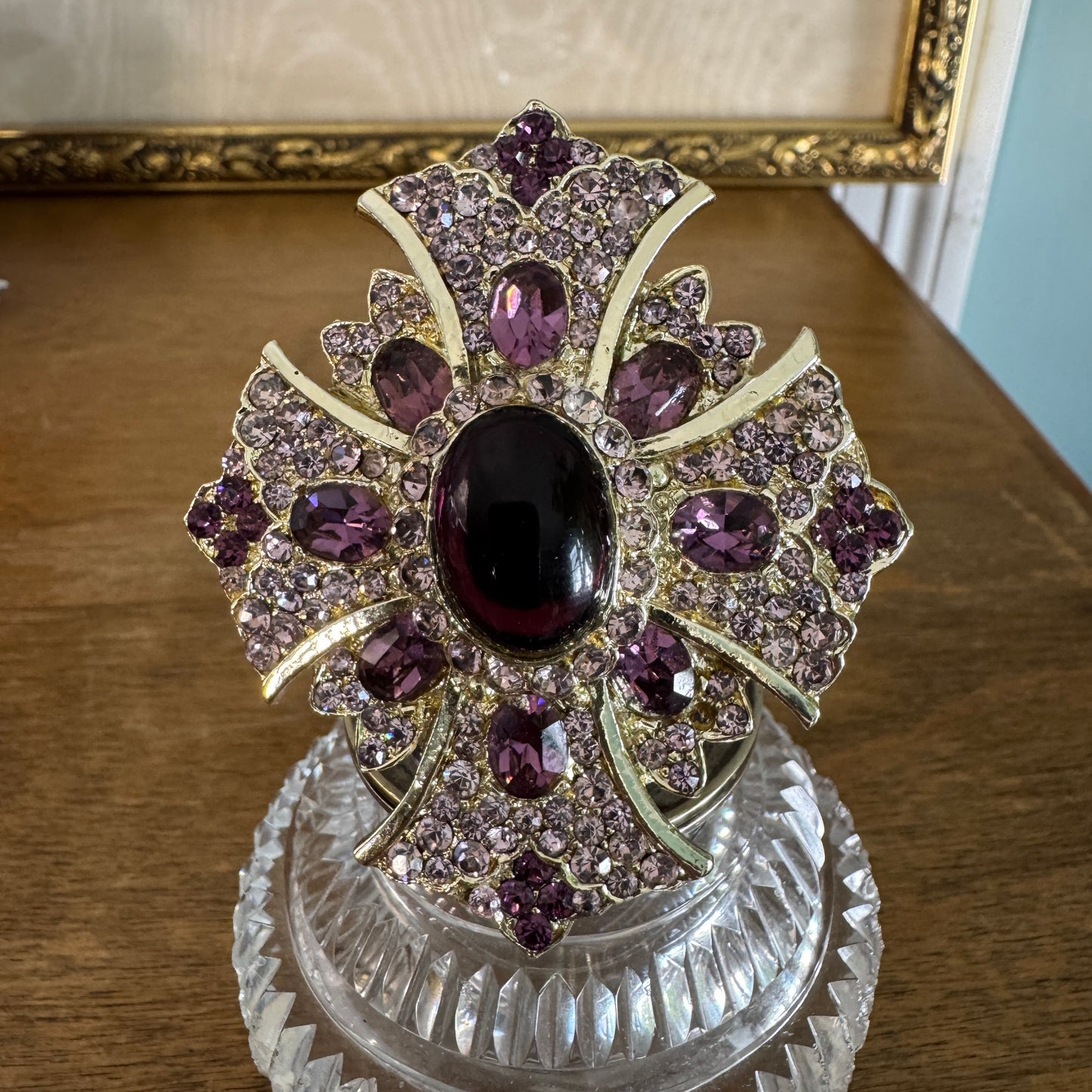 Vintage Lavender Purple Rhinestone Pin Pendant