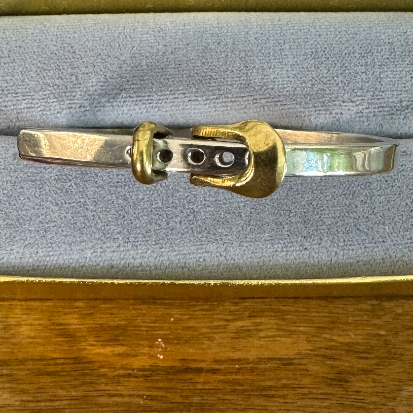 Vintage Mexican Sterling Silver and Brass Buckle Bracelet