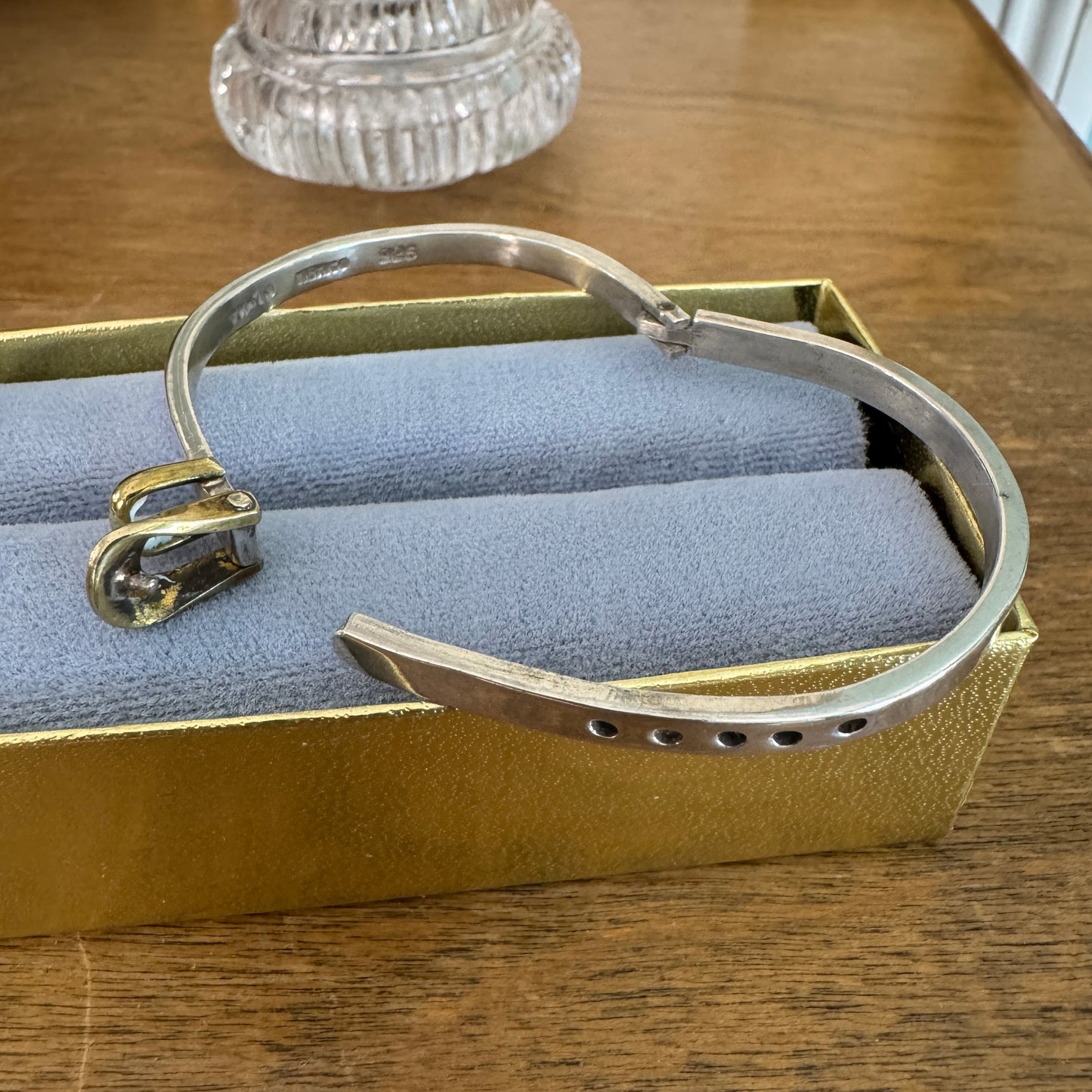 Vintage Mexican Sterling Silver and Brass Buckle Bracelet